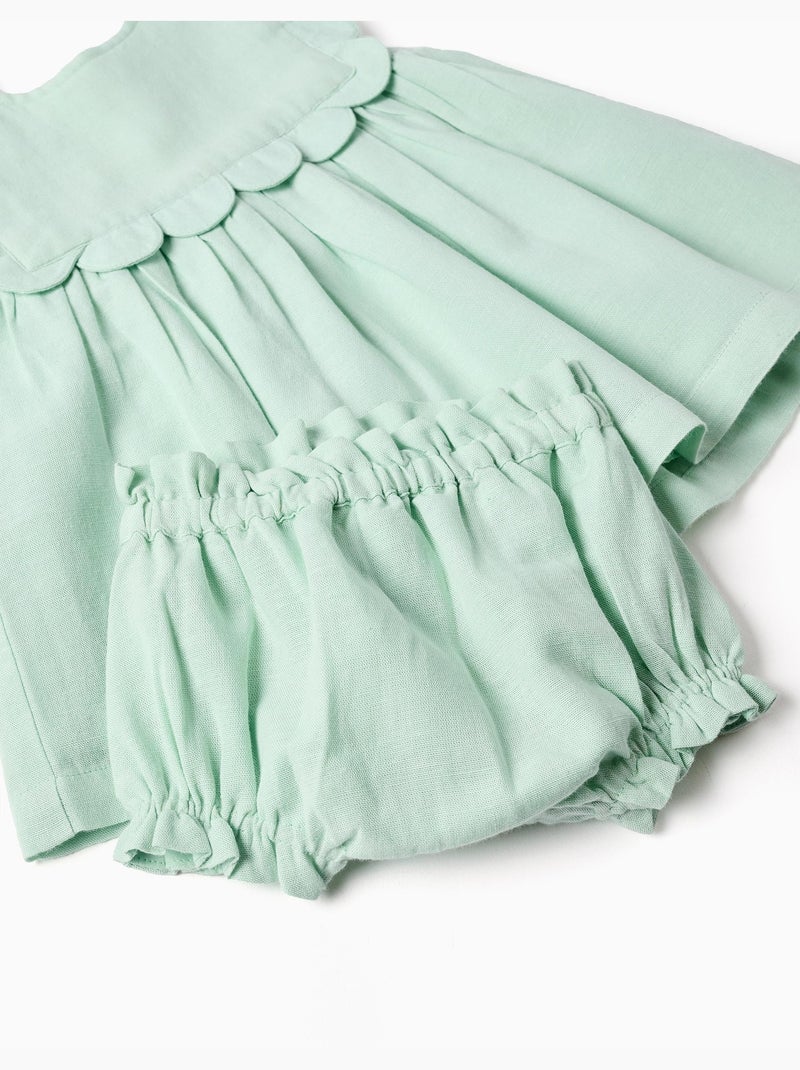 Vestido y cubrepañal en algodón y lino Verde claro - Kiabi