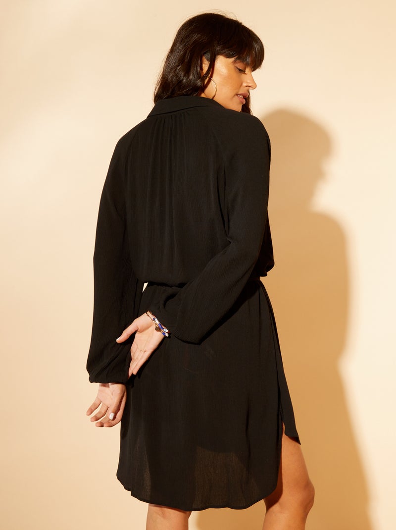 Vestido/camisa de playa de manga larga negro - Kiabi