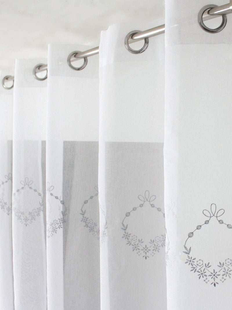 Visillo adornado con 3 bordados Beige - Kiabi
