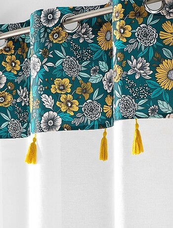 Visillo arenado estampado floral