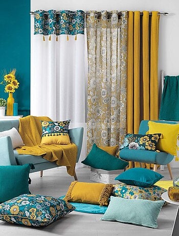 Visillo arenado estampado floral