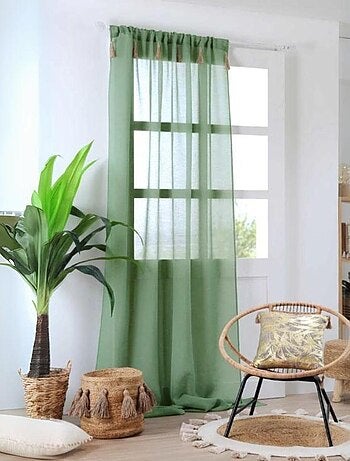 Visillo bohémio a pompones en yute