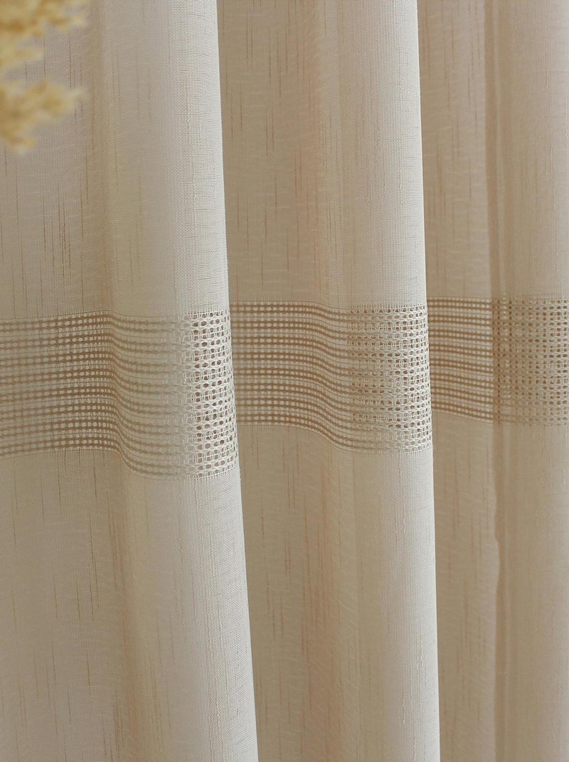 Visillo bohemio con bandas caladas Beige - Kiabi