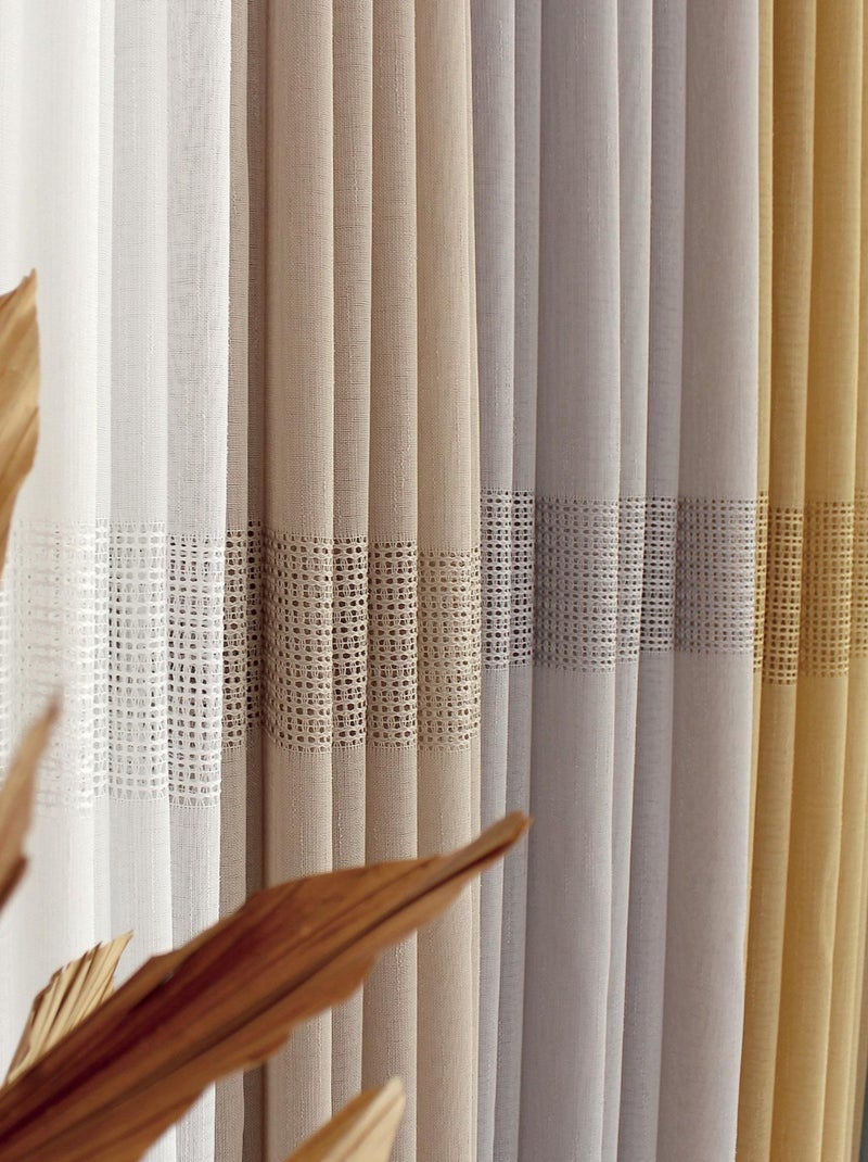 Visillo bohemio con bandas caladas Beige - Kiabi