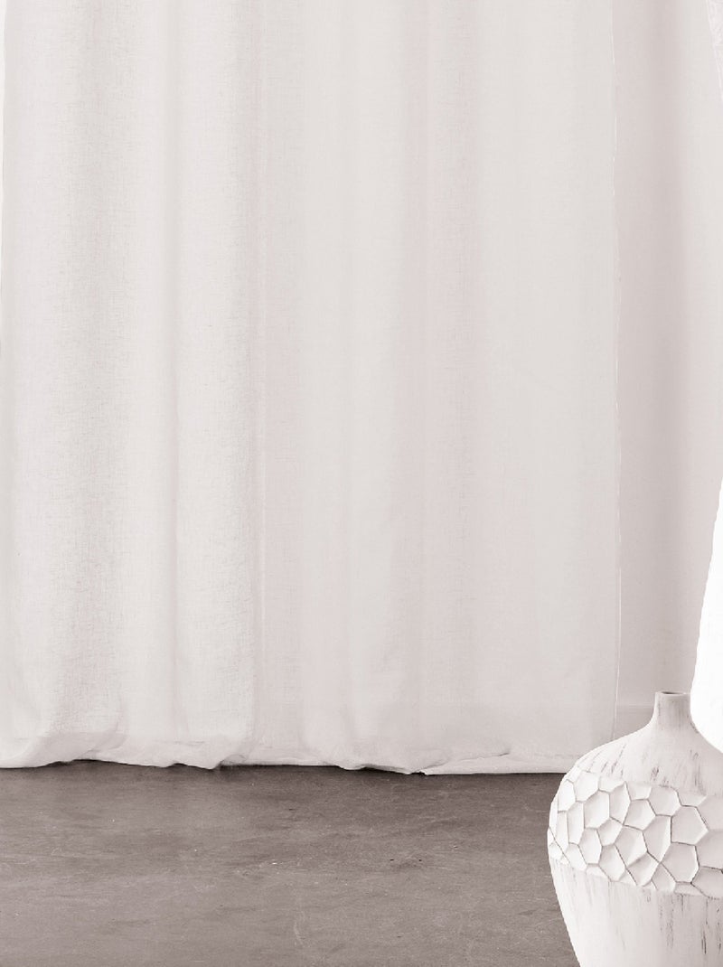 Visillo con Cinta Fruncida Semi-Transparente Blanco - Kiabi