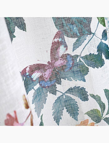 Visillo con estampado de hojas y pájaro