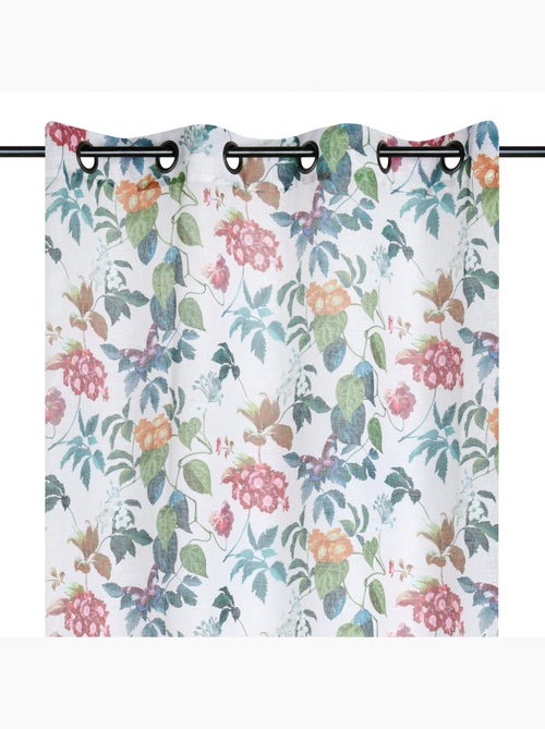 Visillo con estampado de hojas y pájaro - Kiabi
