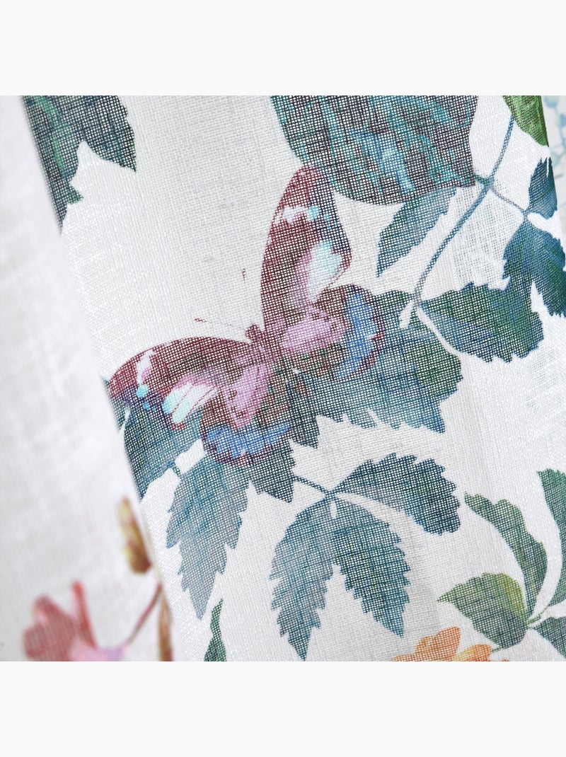 Visillo con estampado de hojas y pájaro Verde oscuro - Kiabi