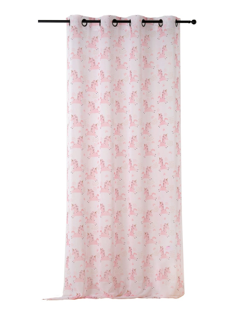 Visillo con estampado de unicornios Rosa claro - Kiabi