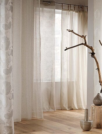 Visillo con ojales con efecto lino impreso