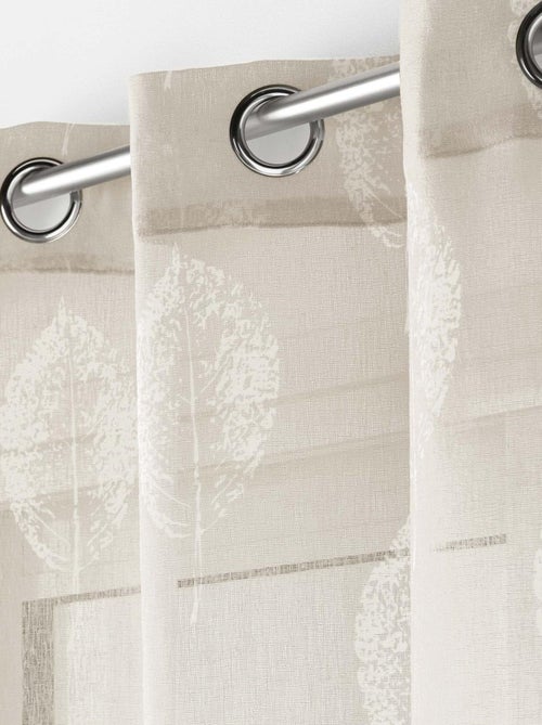Visillo con ojales con efecto lino impreso - Kiabi