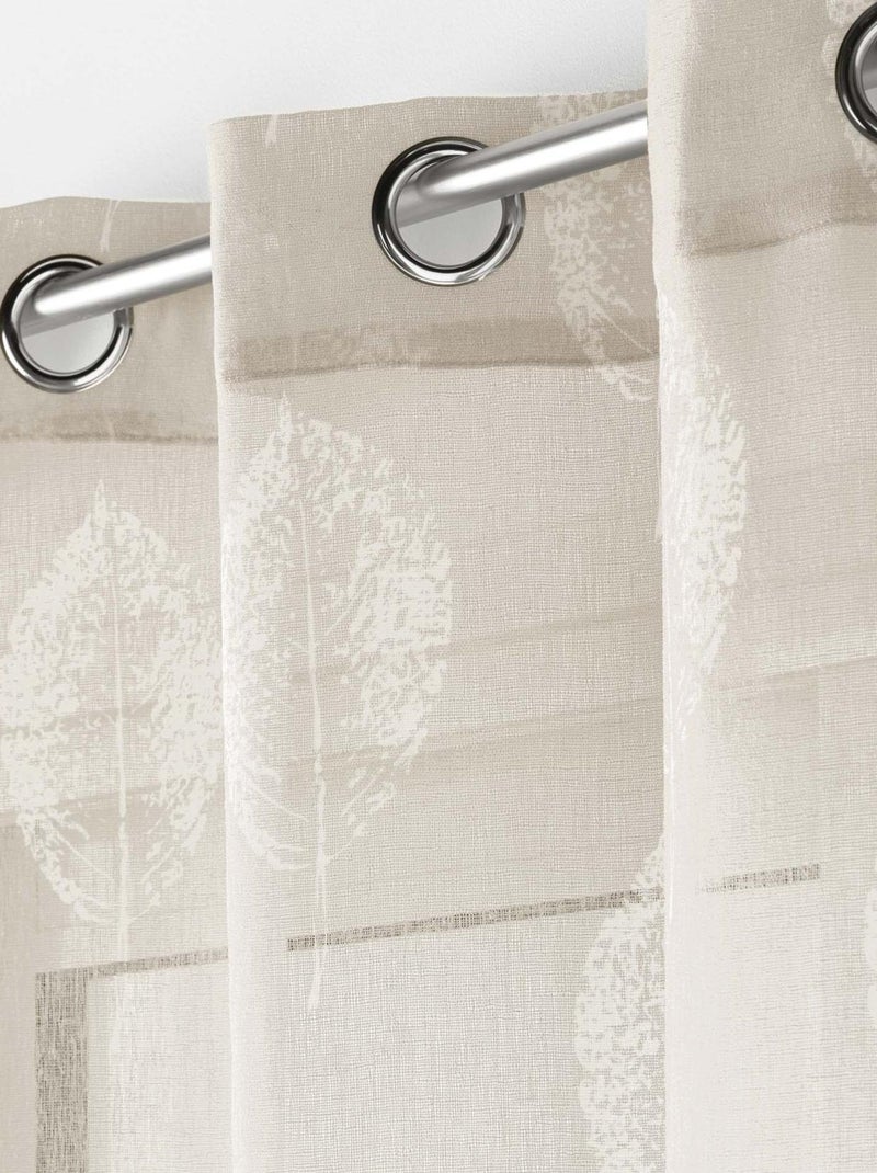 Visillo con ojales con efecto lino impreso Beige claro - Kiabi