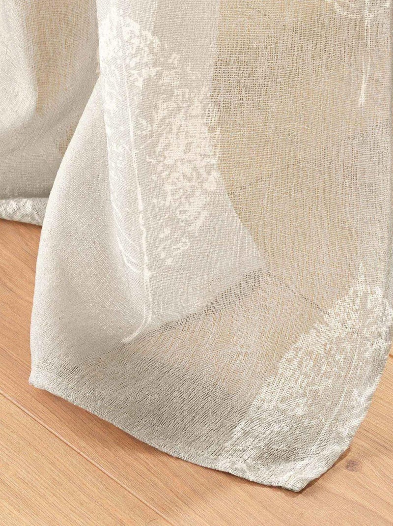 Visillo con ojales con efecto lino impreso Beige claro - Kiabi