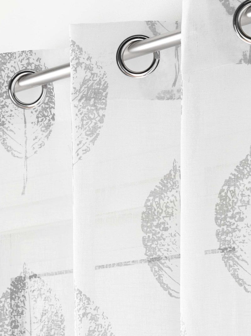 Visillo con ojales con efecto lino impreso Blanco - Kiabi
