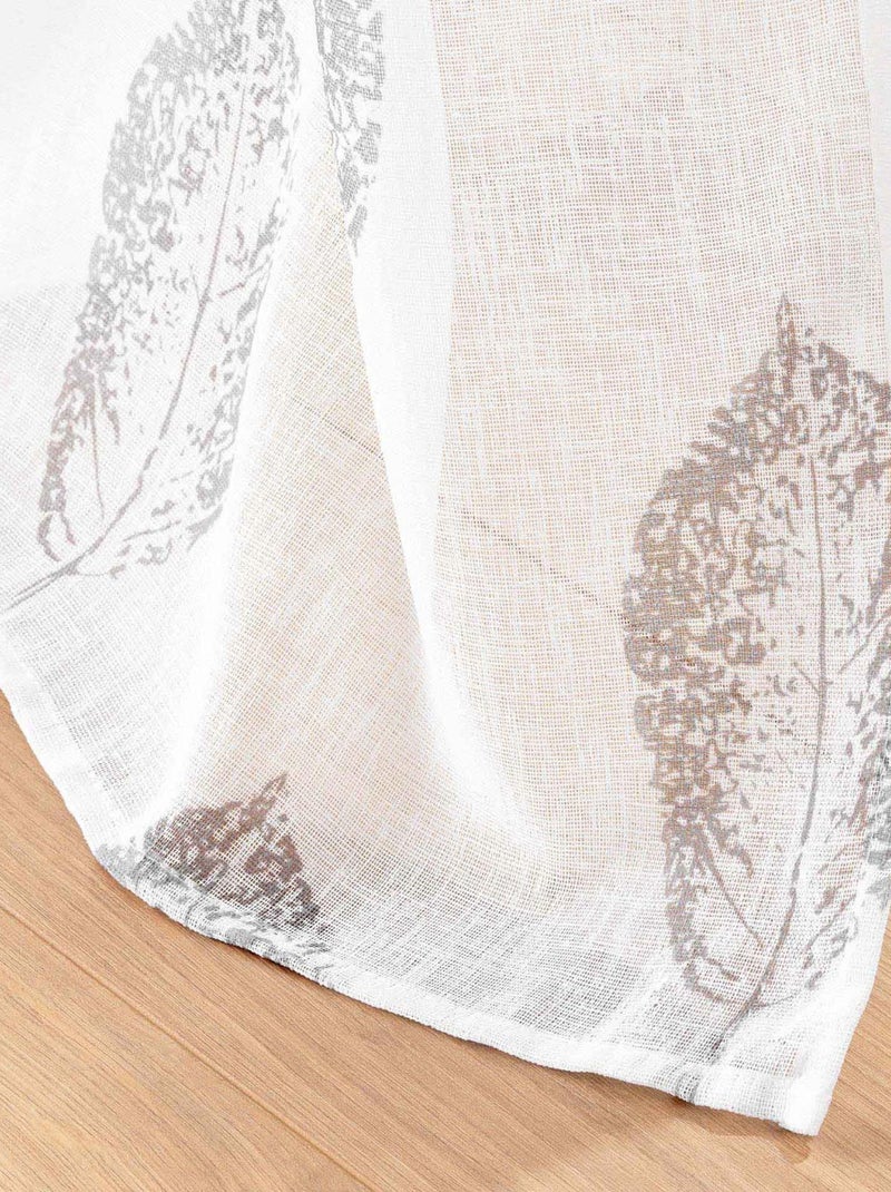 Visillo con ojales con efecto lino impreso Blanco - Kiabi