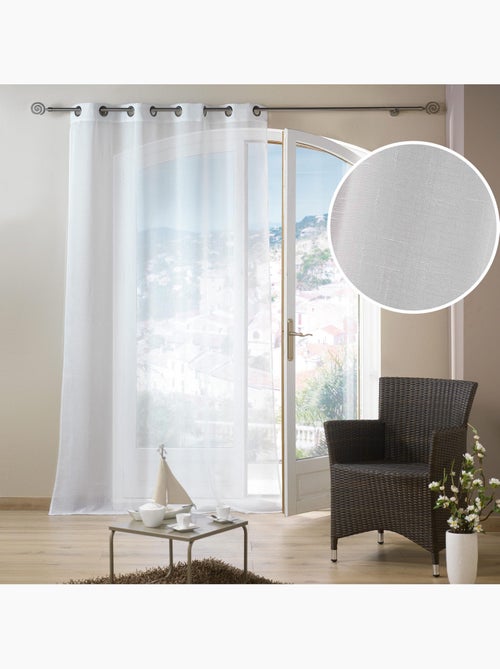 Visillo con ojales de metal 140 x 240 cm – luminette liso luminea blanco - Kiabi Visillo con ojales de metal 140 x 240 cm – luminette liso luminea blanco - Kiabi