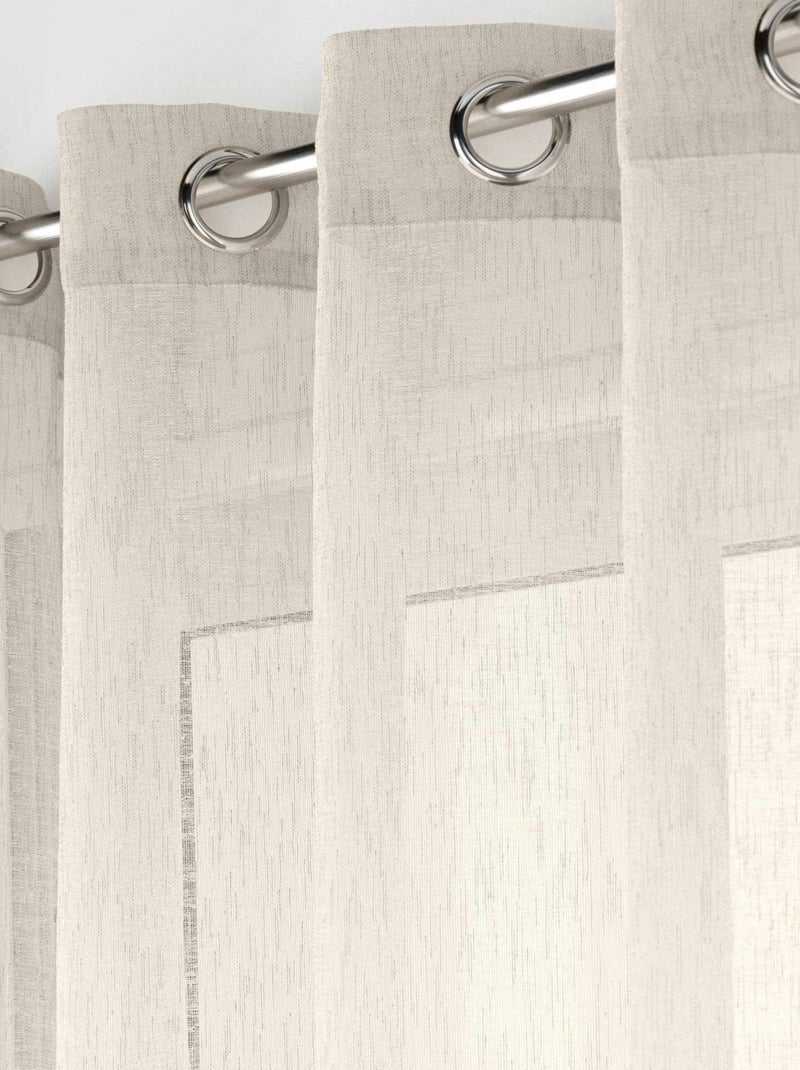 Visillo con ojales en gasa tejida Beige claro - Kiabi
