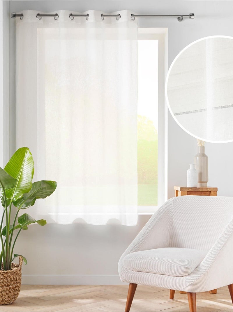 Visillo con ojales en gasa tejida Madera natural - Kiabi