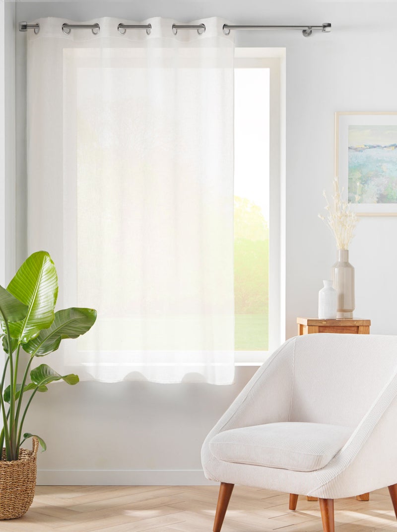 Visillo con ojales en gasa tejida Madera natural - Kiabi
