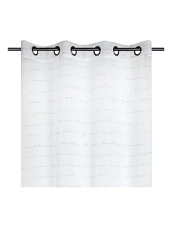 Visillo con ojales estampado con texto