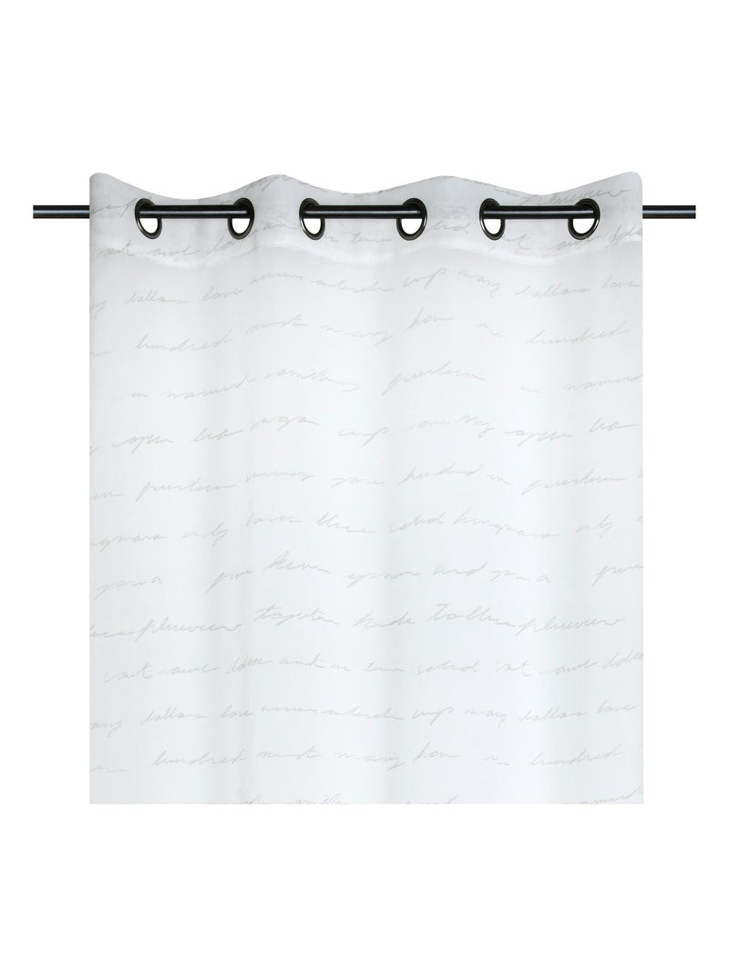 Visillo con ojales estampado con texto Blanco - Kiabi