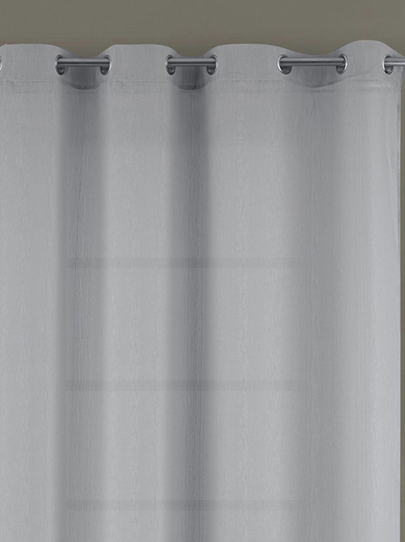 Visillo con Ojales Tejido con Relieve Efecto Arrugado Gris - Kiabi