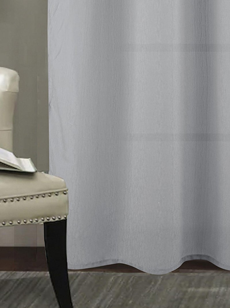 Visillo con Ojales Tejido con Relieve Efecto Arrugado Gris - Kiabi