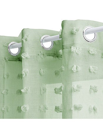 Visillo con ojales y pequeños pompones