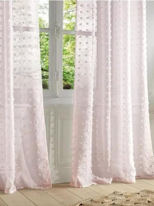 Visillo con ojales y pequeños pompones - Kiabi