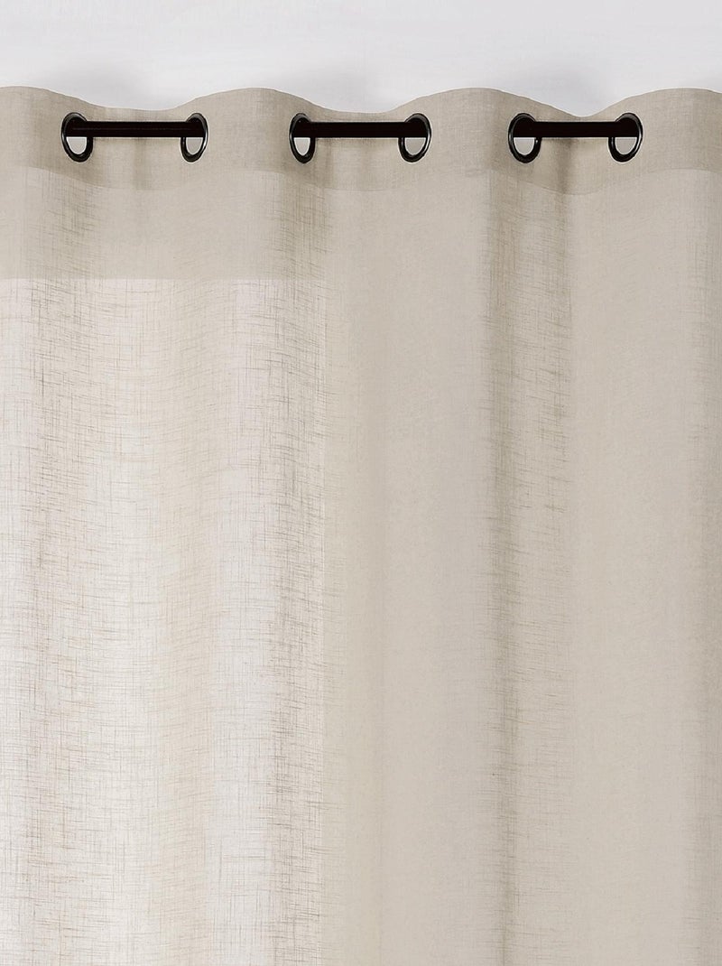 Visillo con Ojetes Efecto Lino Beige claro - Kiabi