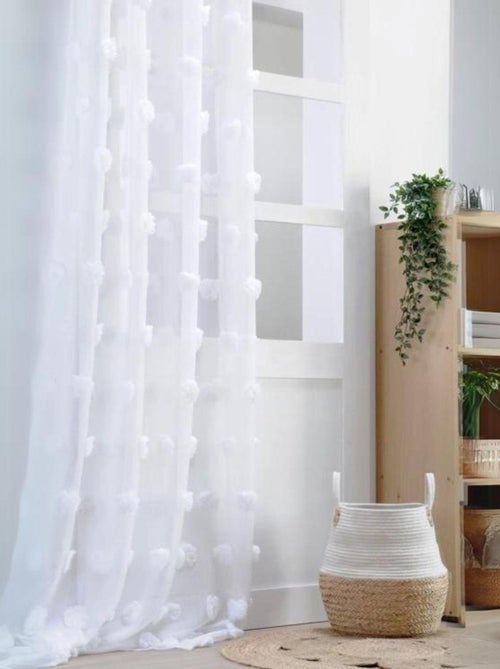Visillo con pompones bordados - Kiabi