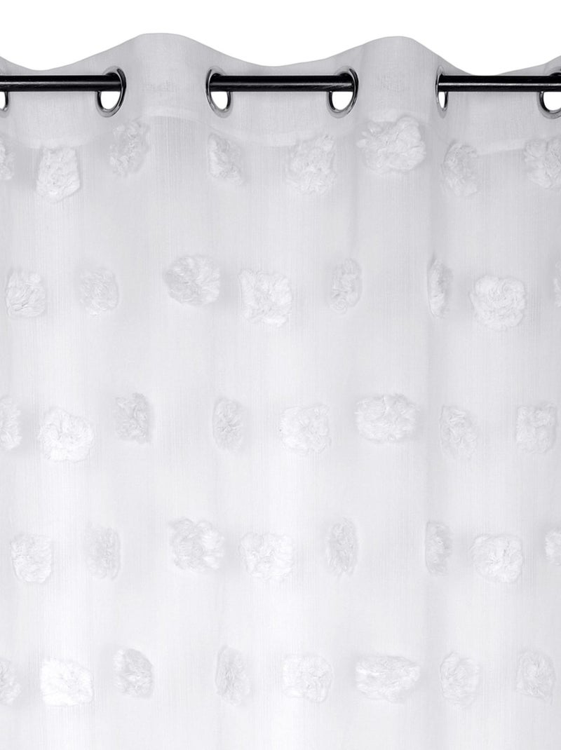 Visillo con pompones bordados Blanco - Kiabi
