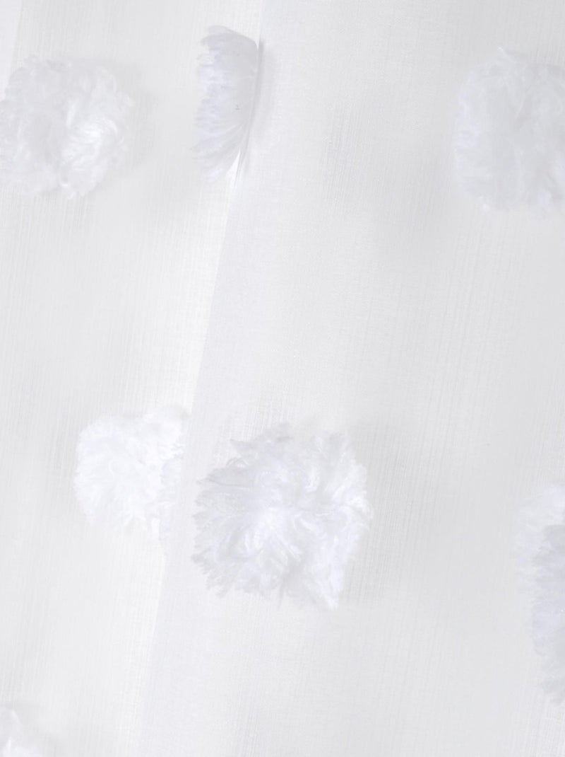 Visillo con pompones bordados Blanco - Kiabi