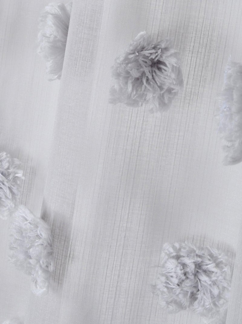 Visillo con pompones bordados Gris perla - Kiabi