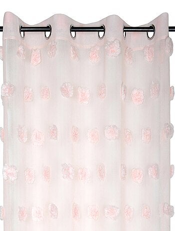 Visillo con pompones bordados