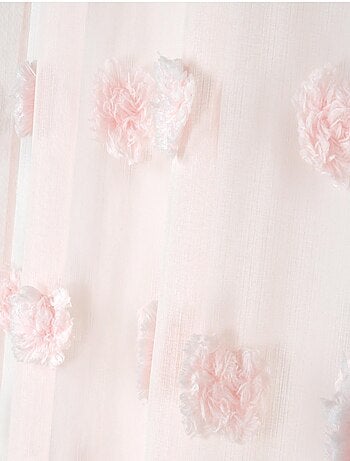 Visillo con pompones bordados