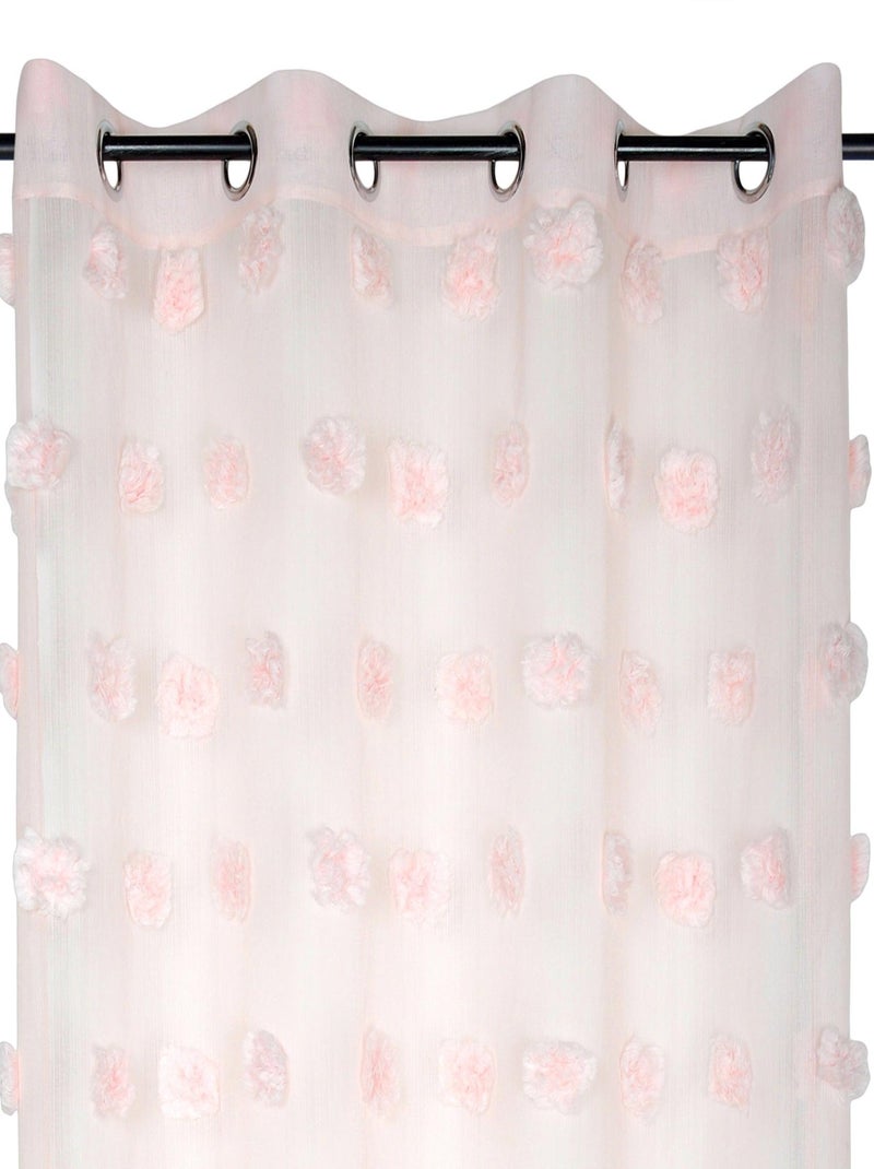 Visillo con pompones bordados Rosa claro - Kiabi