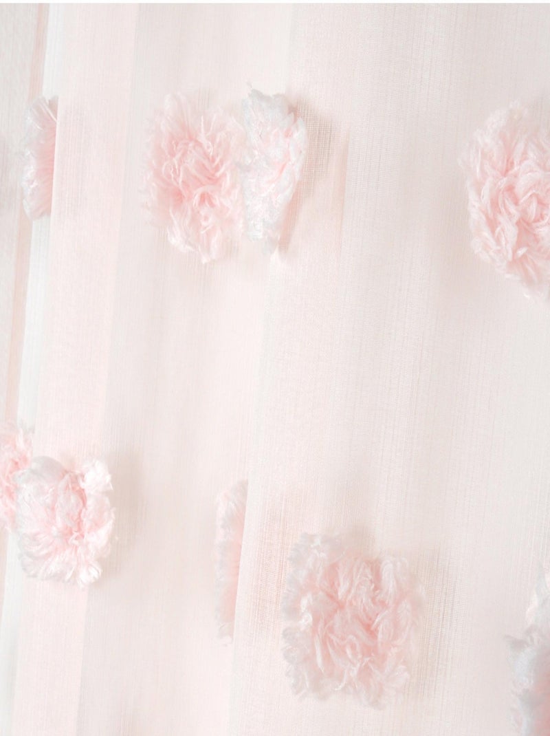 Visillo con pompones bordados Rosa claro - Kiabi