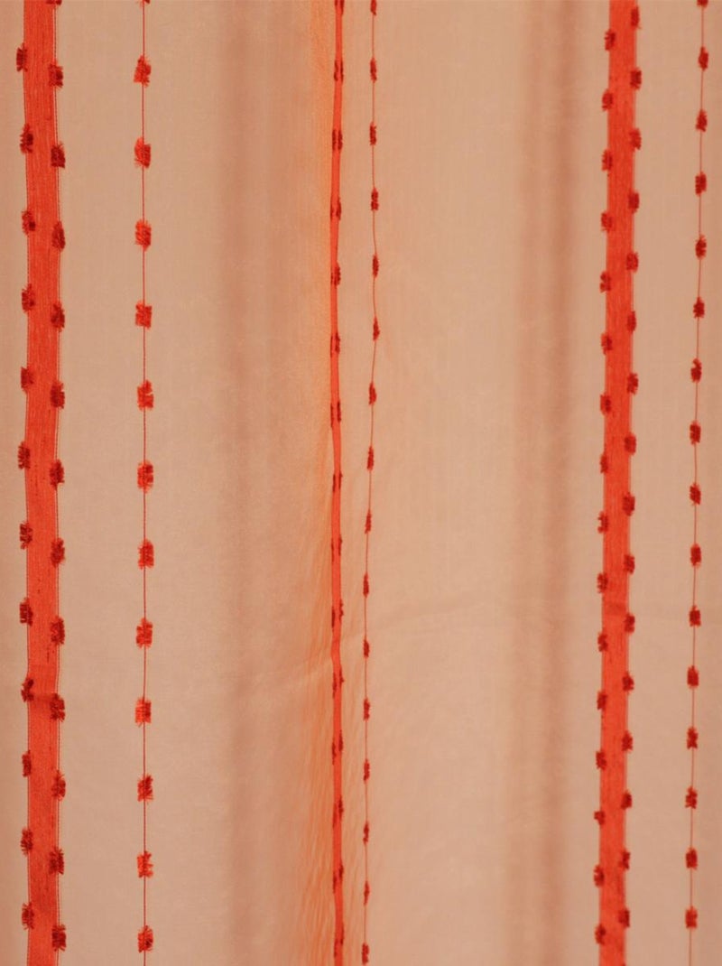 Visillo con rayas e hilos aspecto ladrillo Rojo ladrillo - Kiabi