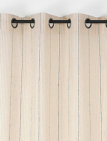 Visillo de algodón y lana con rayas decorativas