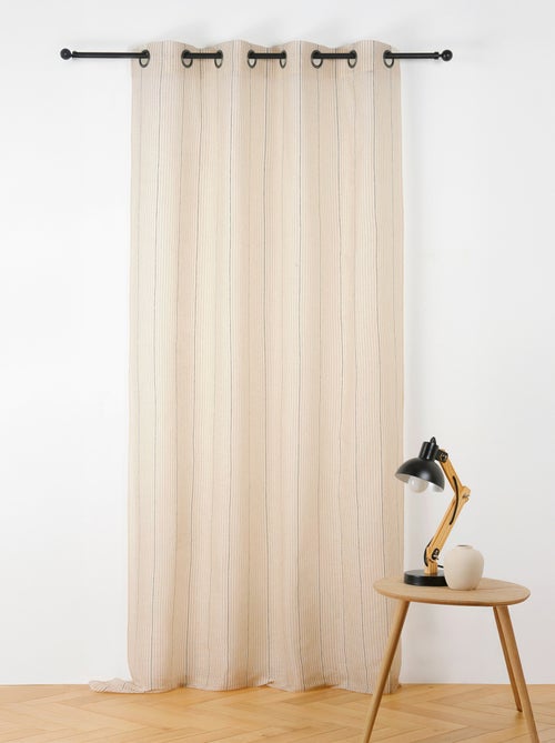 Visillo de algodón y lana con rayas decorativas - Kiabi