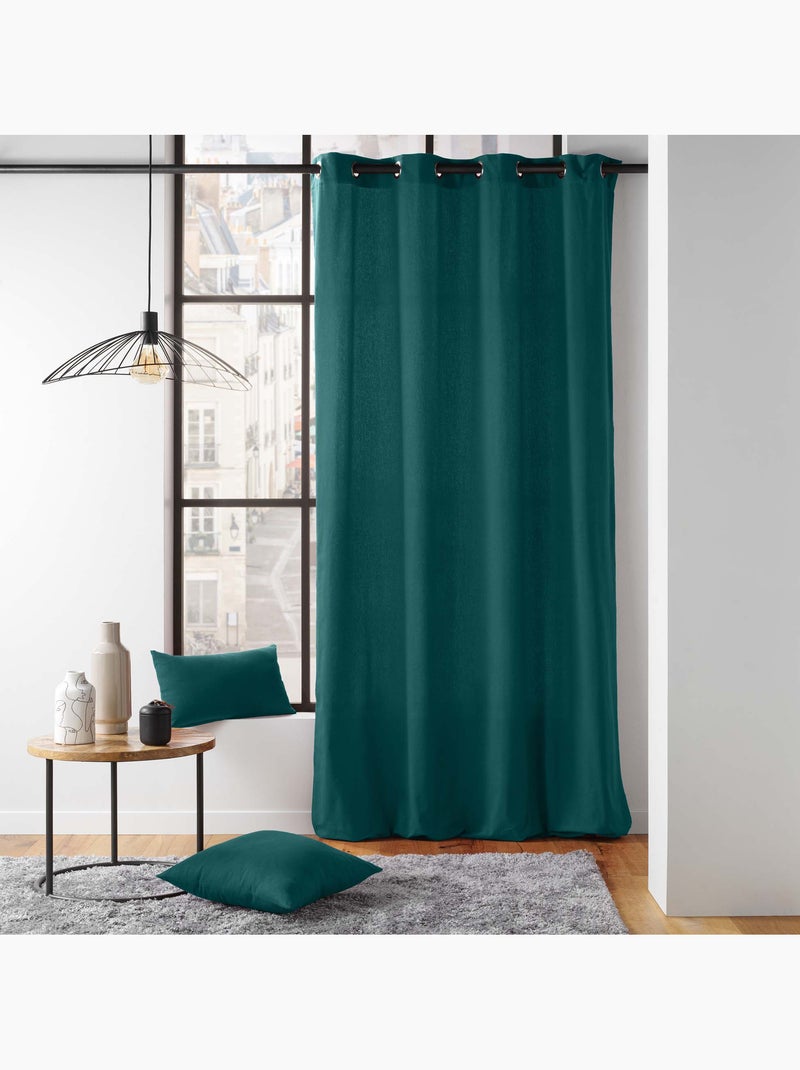Visillo de decoración de poliéster/algodón reciclado Verde esmeralda - Kiabi
