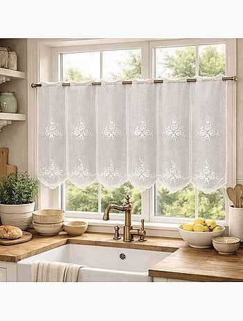 Visillo de estameña fantasía bordado