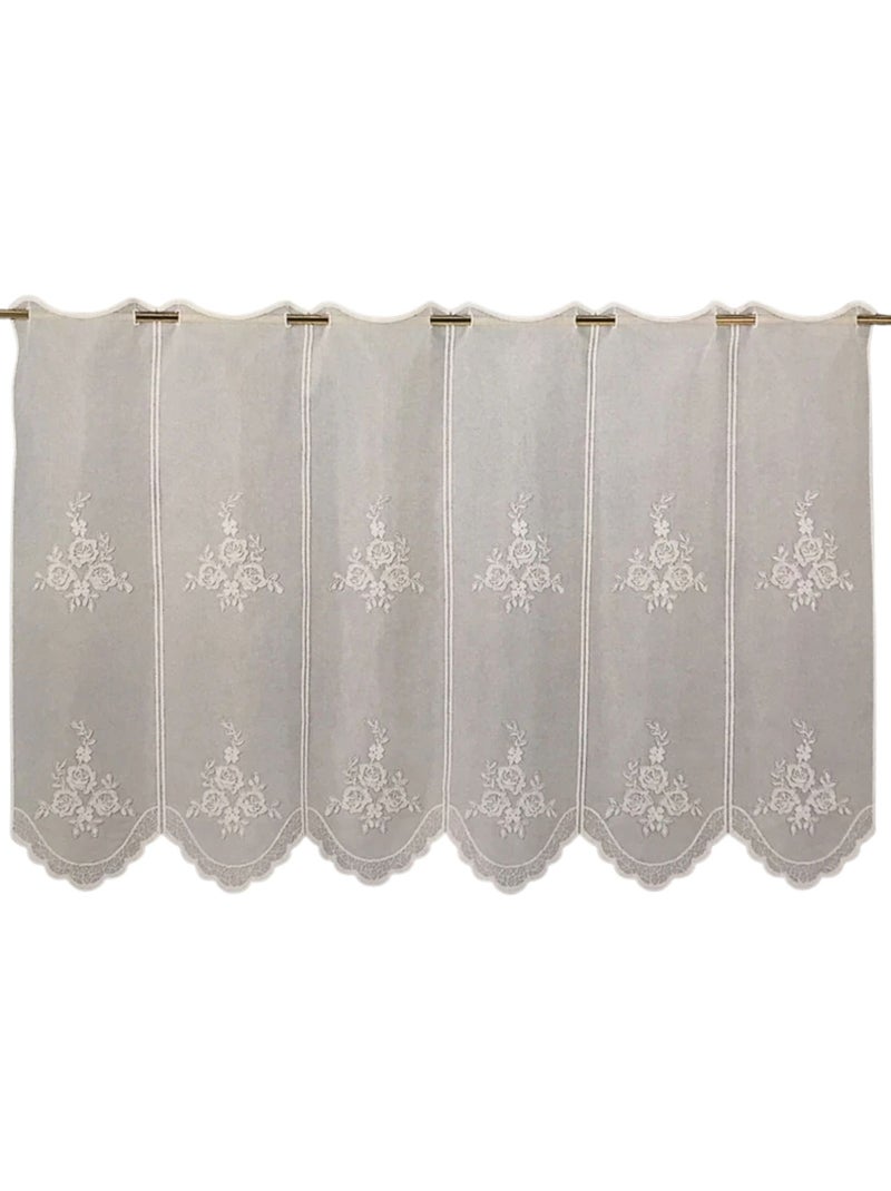 Visillo de estameña fantasía bordado Blanco - Kiabi