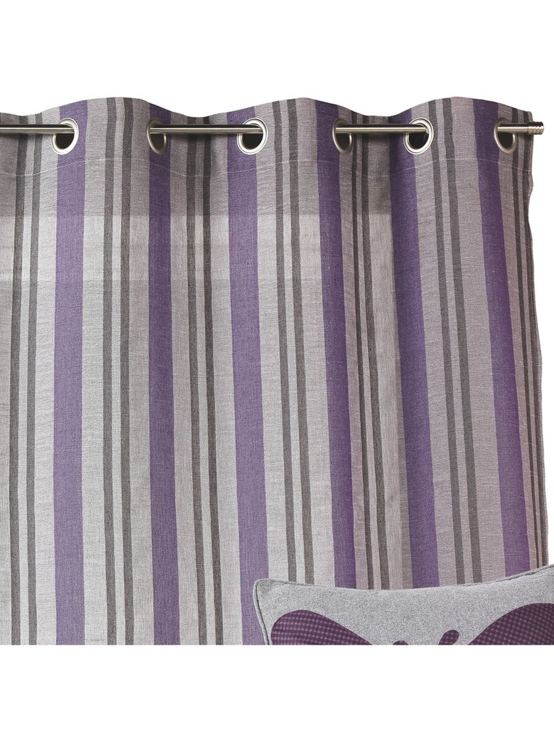 Visillo de estameña rayas verticales Violeta ciruela - Kiabi