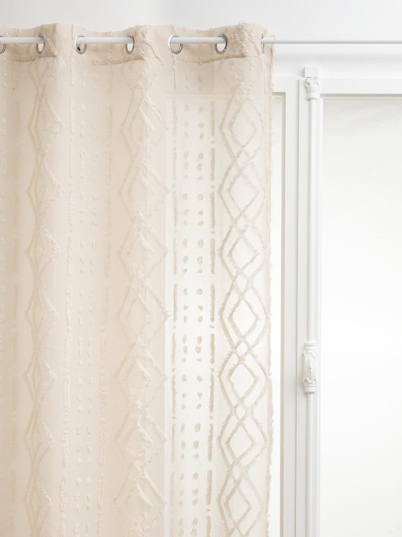 Visillo de jaquard limpio Beige - Kiabi