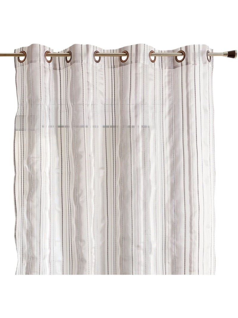 Visillo de organza a rayas Gris claro - Kiabi