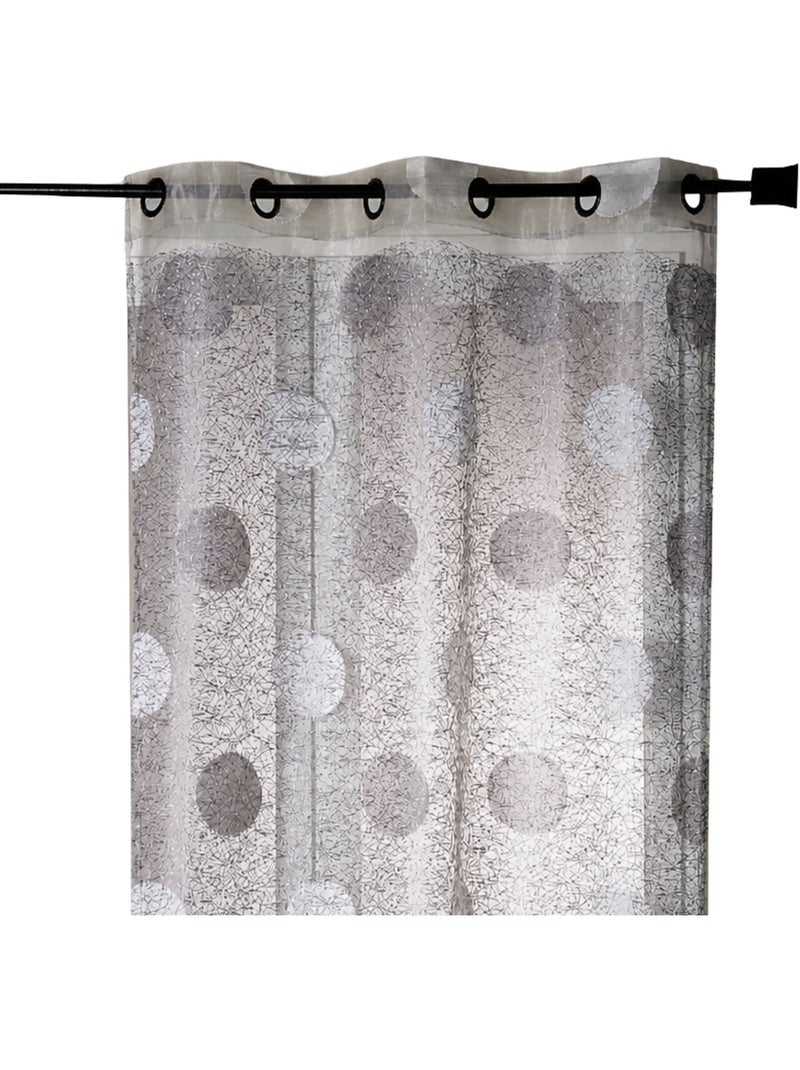 Visillo de organza jacquard bordado con grandes círculos Gris claro - Kiabi
