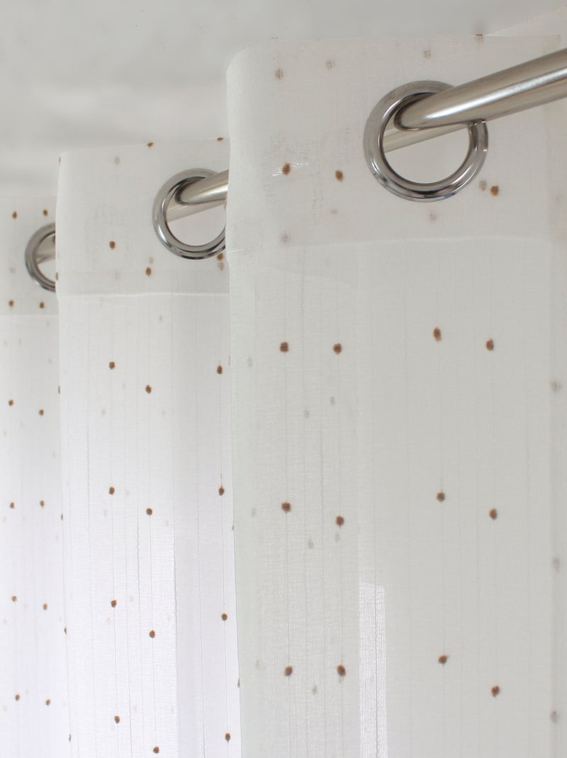 Visillo de plumeti con efecto lino y ojales metálicos Madera natural - Kiabi