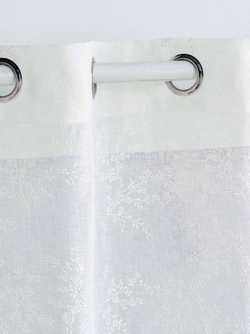 Visillo de tela tejida con efecto floral Blanco - Kiabi